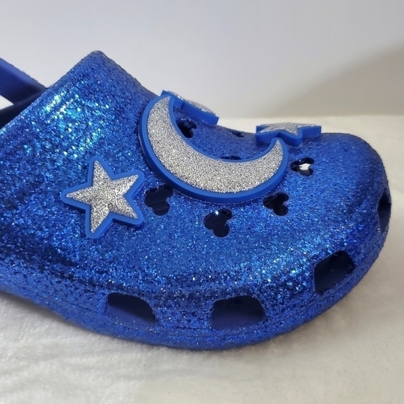 Crocs Disney Parks Make A Wish Come True Blue Silver Glitter Clog Unisex - Picture 7 of 16